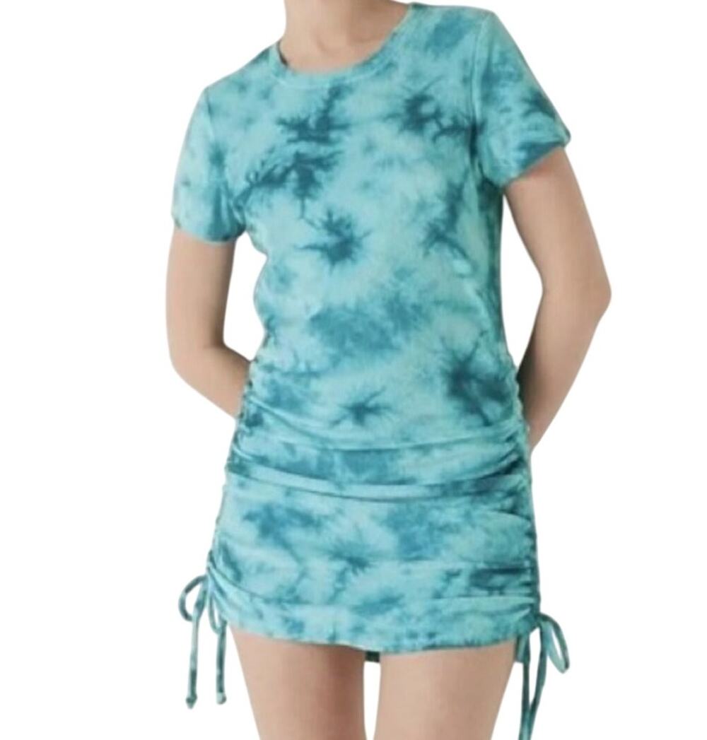 Victorias Secret PINK Aqua Blue Terry Ruched Side Beach Dress Swim Size Large